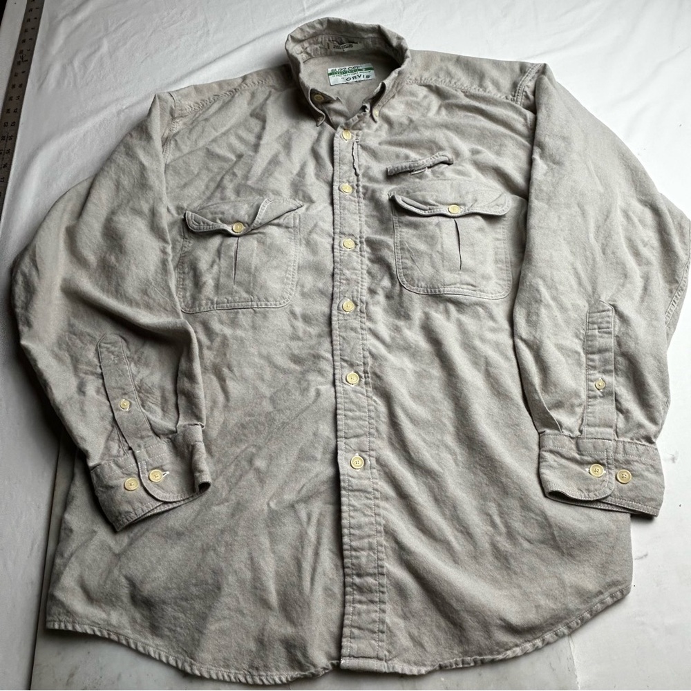 Orvis bug repellent tan Button-Up outdoor / fishing shirt